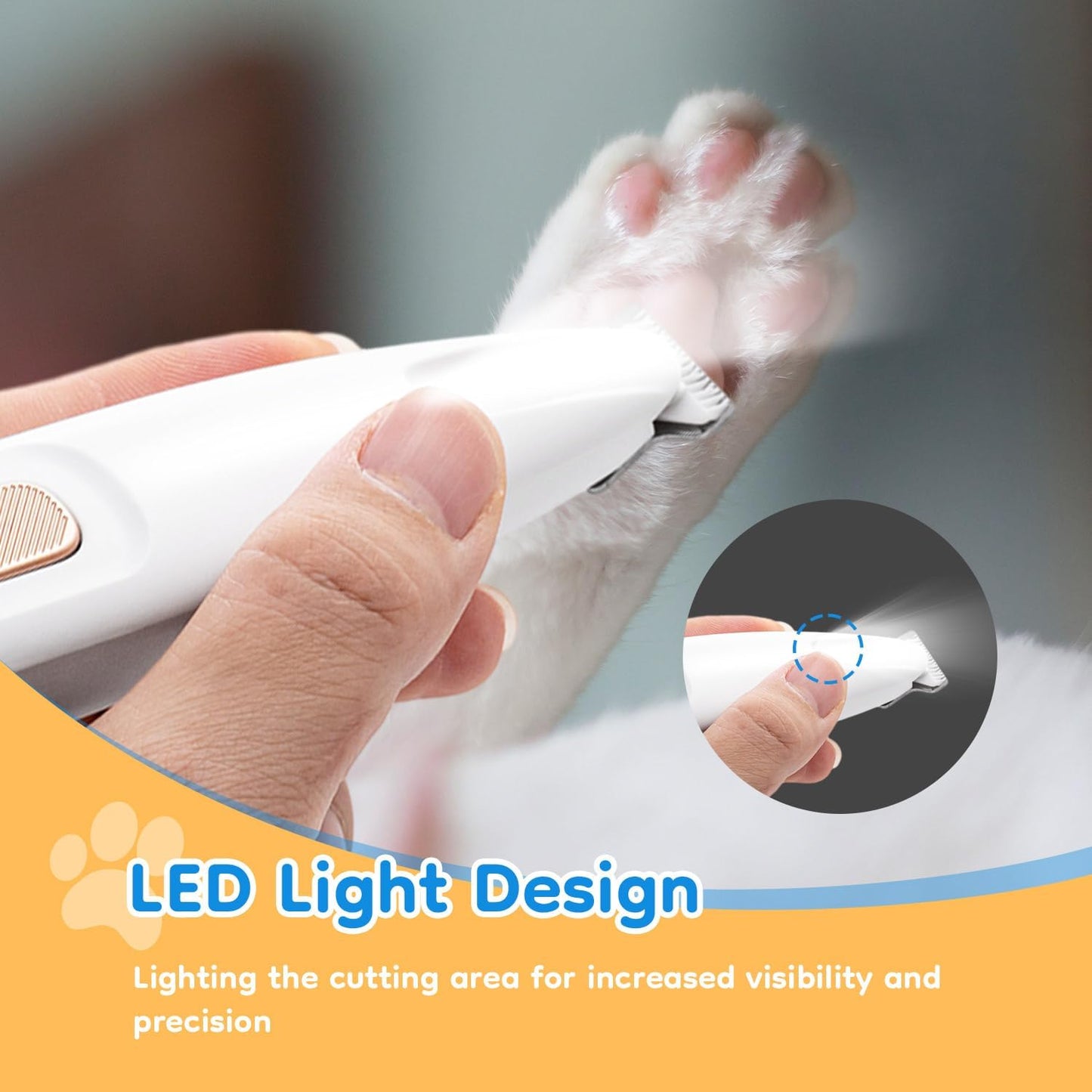 Low-Noise LED Clippers for Dogs & Cats | Tangle-Free Hygiene Trimming