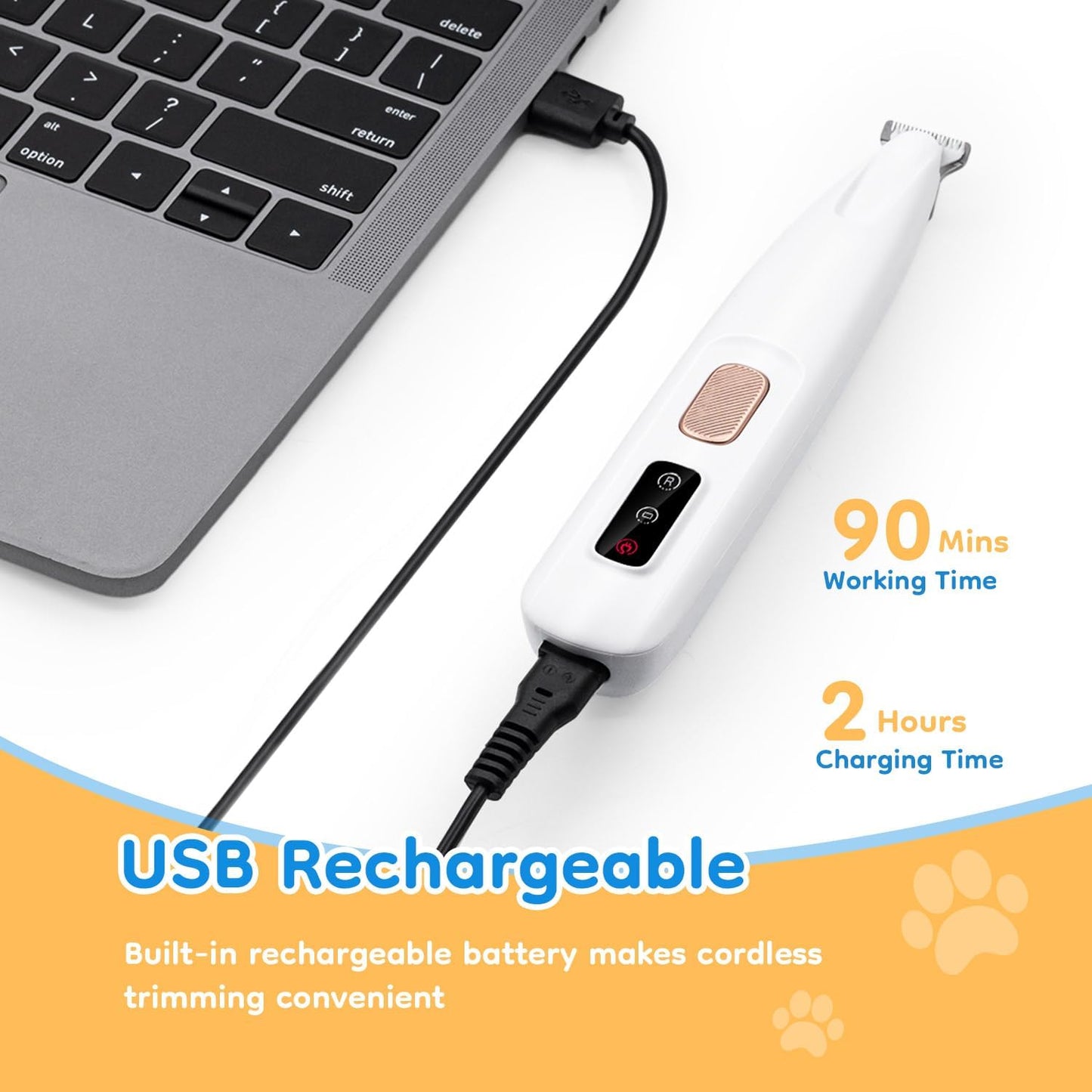 Low-Noise LED Clippers for Dogs & Cats | Tangle-Free Hygiene Trimming