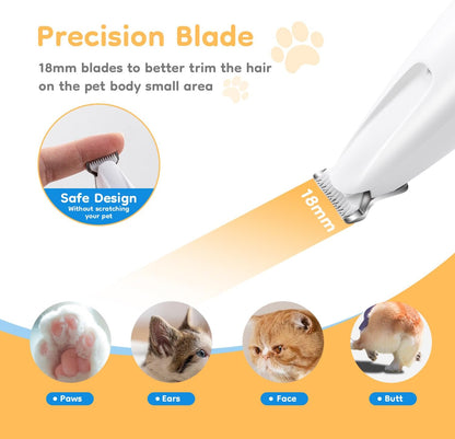 Low-Noise LED Clippers for Dogs & Cats | Tangle-Free Hygiene Trimming