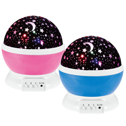 Pink-Blue Options -- 1Pc LED Star Sky Projector Night Light Kids Rotating Starry Night Lamp USB Sleep Light Xmas Gift